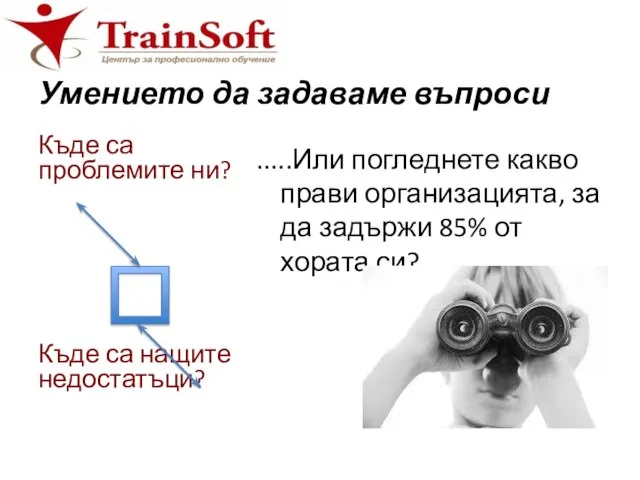 Умението да задаваме въпроси .....Или погледнете какво прави организацията, за да