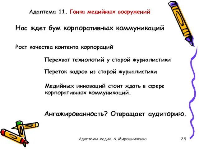 Адаптема 11. Гонка медийных вооружений Адаптемы медиа. А. Мирошниченко Перехват технологий