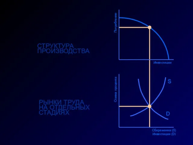 РЫНКИ ТРУДА НА ОТДЕЛЬНЫХ СТАДИЯХ S D Инвестиции Потребление Ставка процента
