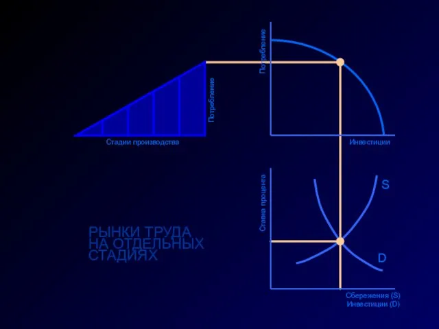РЫНКИ ТРУДА НА ОТДЕЛЬНЫХ СТАДИЯХ S D Инвестиции Потребление Ставка процента