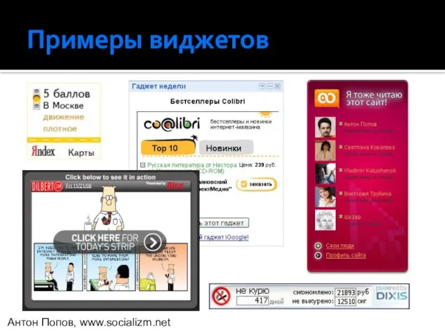 Примеры виджетов Антон Попов, www.socializm.net