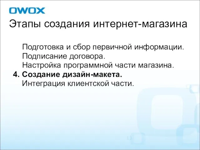 Подготовка и сбор первичной информации. Подписание договора. Настройка программной части магазина.