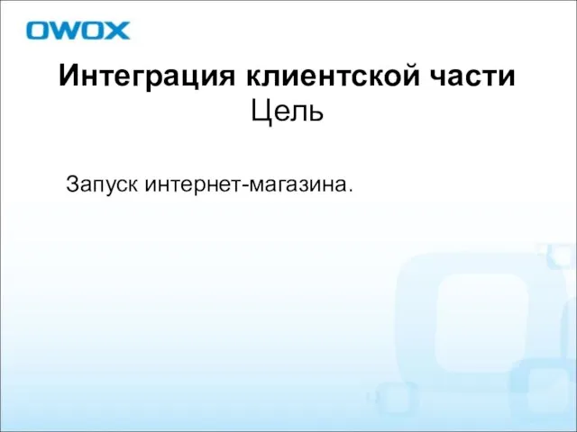 Интеграция клиентской части Цель Запуск интернет-магазина.