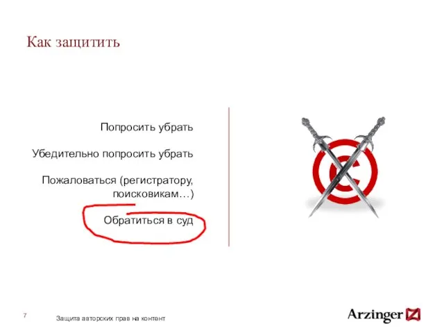 Как защитить Попросить убрать Убедительно попросить убрать Пожаловаться (регистратору, поисковикам…) Обратиться