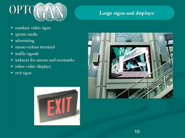 outdoor video signs sports stadia advertising mono-colour terminal traffic signals indoors