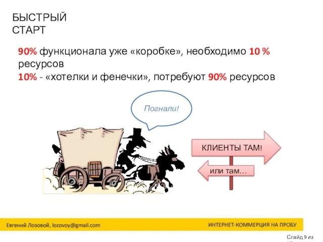 Слайд 9 из 16 БЫСТРЫЙ СТАРТ КЛИЕНТЫ ТАМ! или там… Погнали!