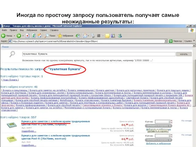 Иногда по простому запросу пользователь получает самые неожиданные результаты: