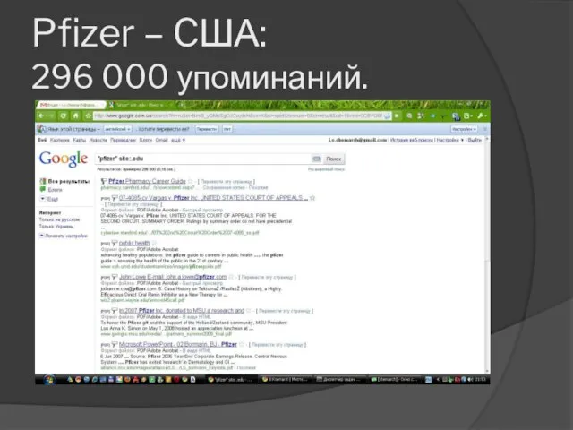 Pfizer – CША: 296 000 упоминаний.