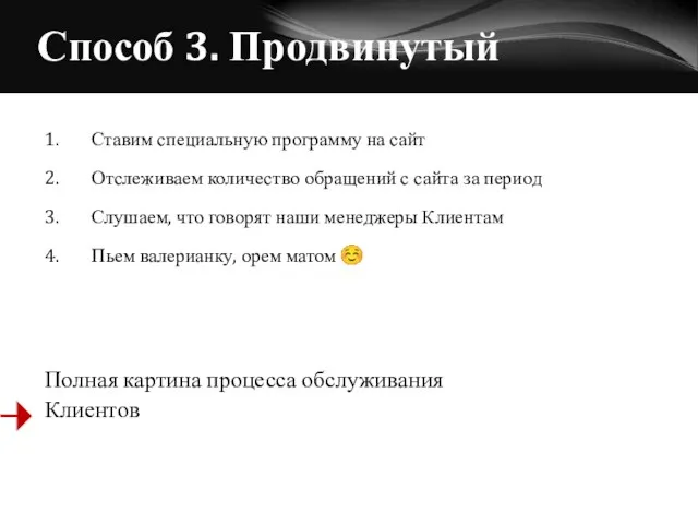 Способ 3. Продвинутый 1. Ставим специальную программу на сайт 2. Отслеживаем