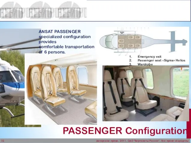 Авторские права. 2011. ОАО "Вертолеты России". Все права защищены PASSENGER Configuration