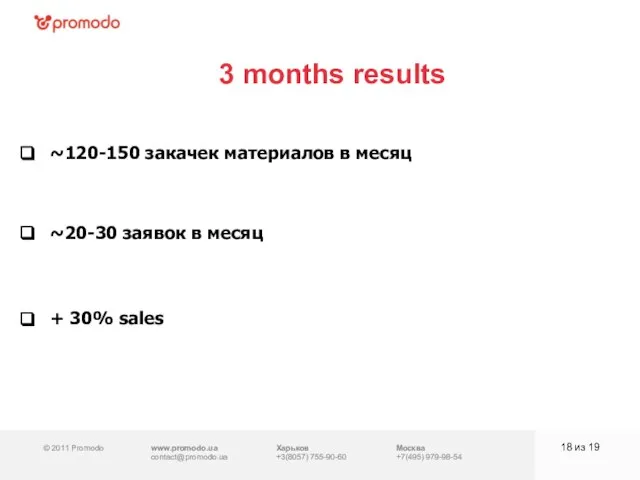 © 2011 Promodo www.promodo.ua contact@promodo.ua Харьков +3(8057) 755-90-60 Москва +7(495) 979-98-54