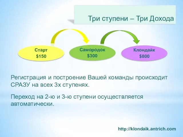 Регистрация и построение Вашей команды происходит СРАЗУ на всех 3х ступенях.