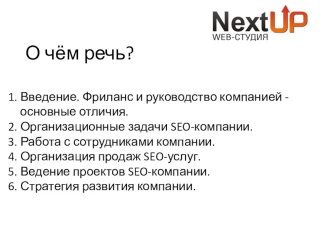 О чём речь? 1. Введение. Фриланс и руководство компанией - основные