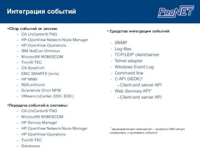 Сбор событий от систем: CA UniCenter® TNG HP-OpenView Network Node Manager