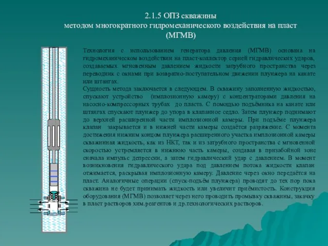 Технология с использованием генератора давления (МГМВ) основана на гидромеханическом воздействии на