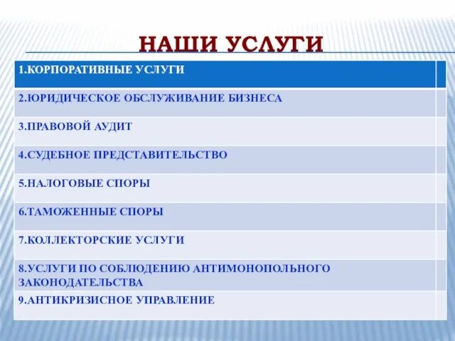 НАШИ УСЛУГИ