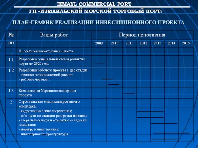 ПЛАН-ГРАФИК РЕАЛИЗАЦИИ ИНВЕСТИЦИОННОГО ПРОЕКТА