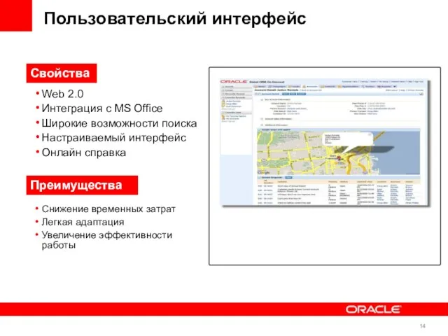 Пользовательский интерфейс Снижение временных затрат Легкая адаптация Увеличение эффективности работы Web