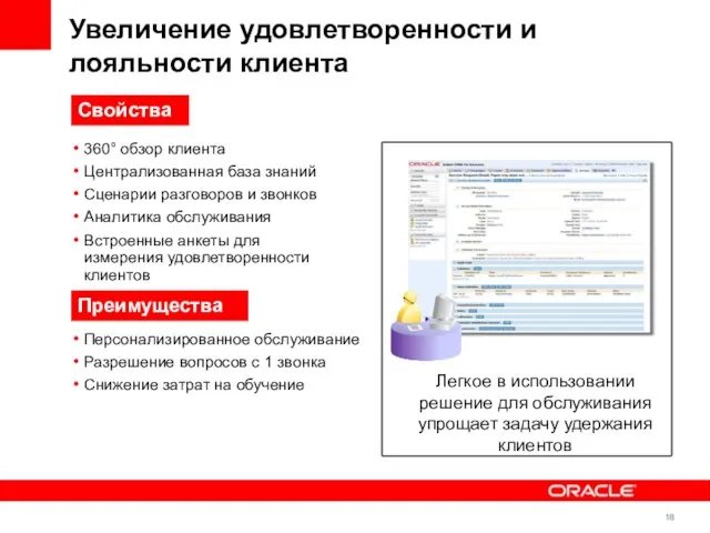 Увеличение удовлетворенности и лояльности клиента 360° обзор клиента Централизованная база знаний