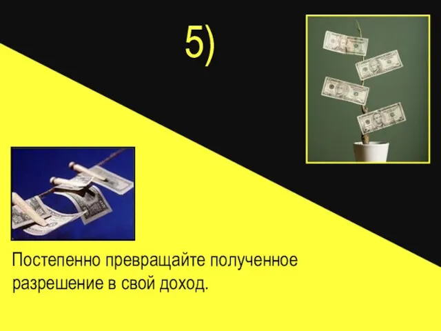 5) Постепенно превращайте полученное разрешение в свой доход.