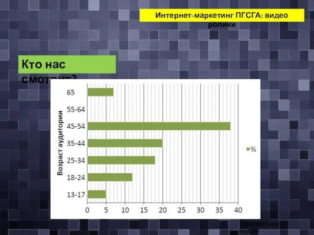 Кто нас смотрит? Интернет-маркетинг ПГСГА: видео ролики Статистика Youtube