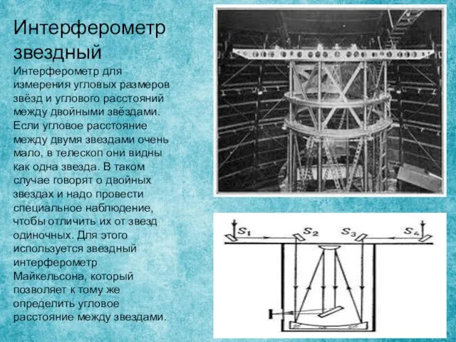 Интерферометр звездный Интерферометр для измерения угловых размеров звёзд и углового расстояний