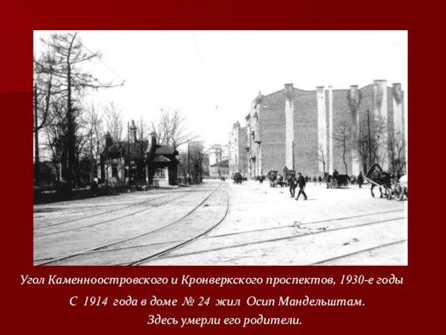 Угол Каменноостровского и Кронверкского проспектов, 1930-е годы С 1914 года в