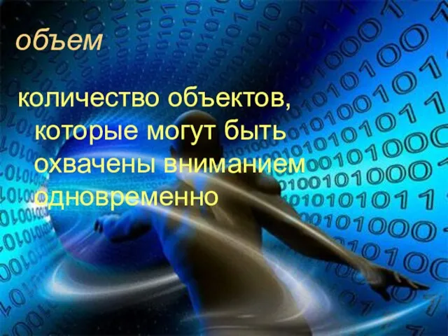 объем количество объектов, которые могут быть охвачены вниманием одновременно