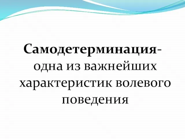 Самодетерминация-одна из важнейших характеристик волевого поведения