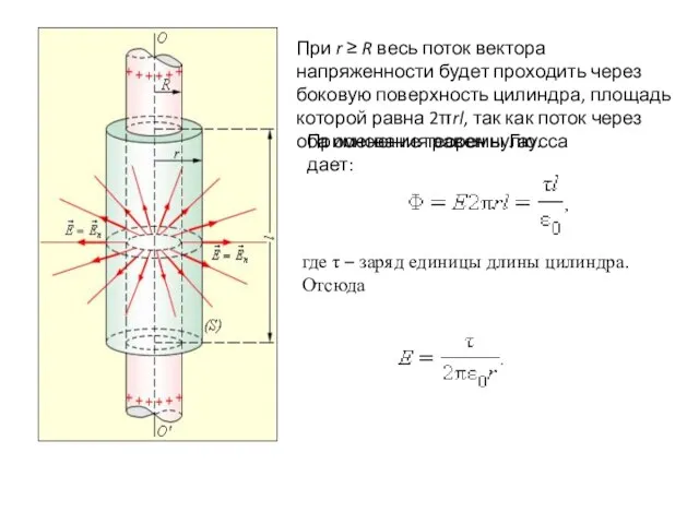 При r ≥ R весь поток вектора напряженности будет проходить через