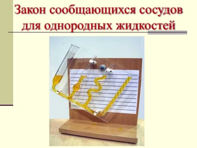 Закон сообщающихся сосудов для однородных жидкостей