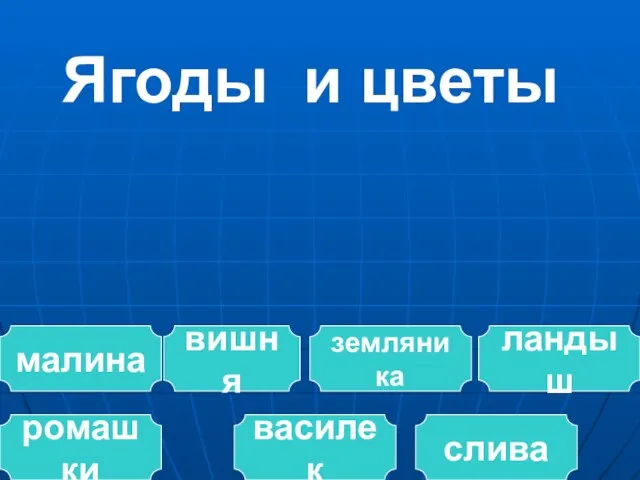 Ягоды и цветы малина земляника ландыш слива ромашки вишня василек