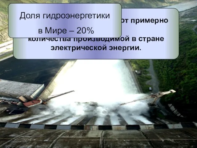 Гидростанции России дают примерно 18% общего количества производимой в стране электрической