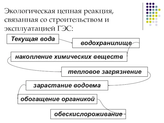 Экологическая цепная реакция, связанная со строительством и эксплуатацией ГЭС: