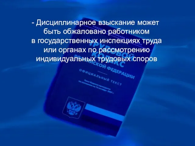 Дисциплинарное взыскание может быть обжаловано работником в государственных инспекциях труда или