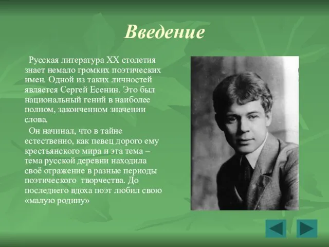 Введение Русская литература ХХ столетия знает немало громких поэтических имен. Одной