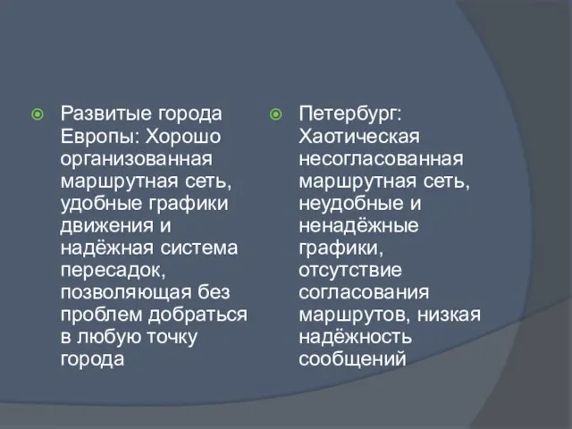 Развитые города Европы: Хорошо организованная маршрутная сеть, удобные графики движения и