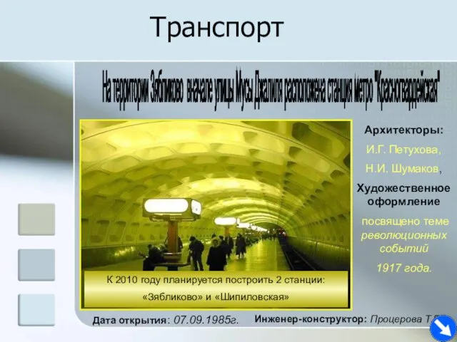 Транспорт На территории Зябликово вначале улицы Мусы Джалиля расположена станция метро