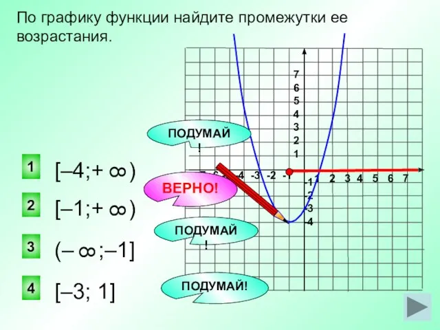 1 3 4 По графику функции найдите промежутки ее возрастания. 1