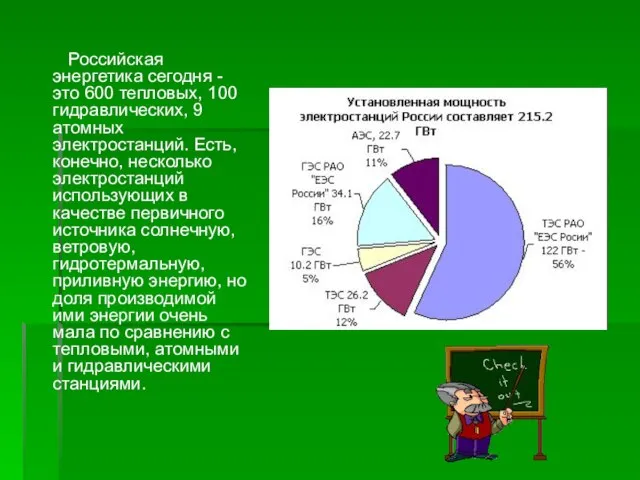 Российская энергетика сегодня - это 600 тепловых, 100 гидравлических, 9 атомных