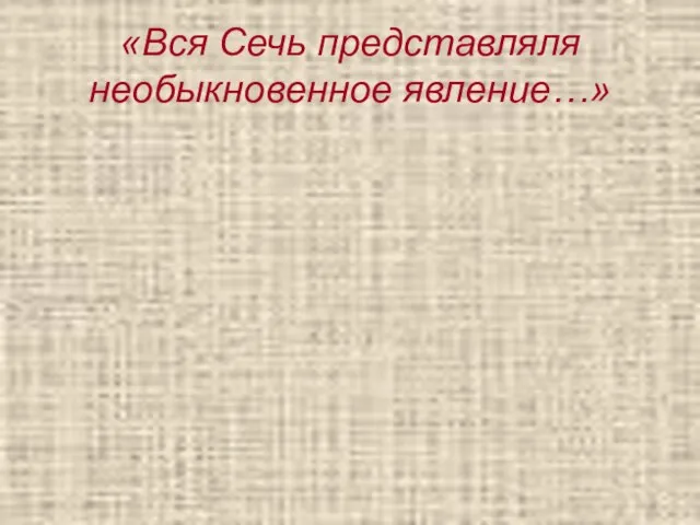 «Вся Сечь представляля необыкновенное явление…»