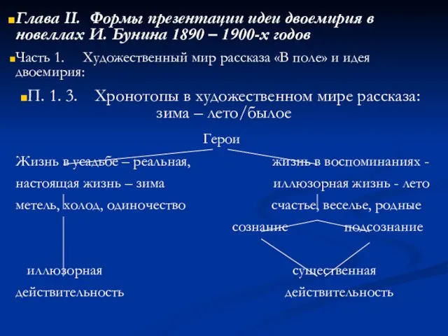 Глава II. Формы презентации идеи двоемирия в новеллах И. Бунина 1890