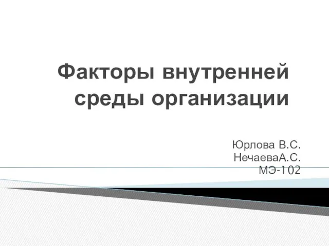 Факторы внутренней среды организации Юрлова В.С. НечаеваА.С. МЭ-102