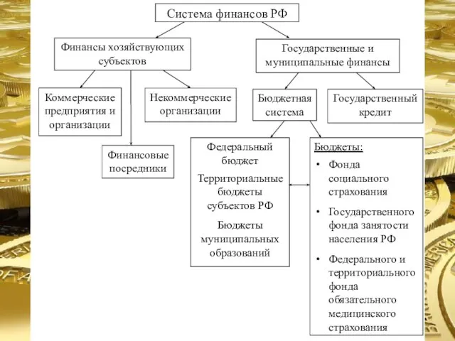 Система финансов РФ Финансы хозяйствующих субъектов Государственные и муниципальные финансы Коммерческие