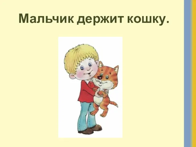 Мальчик держит кошку.