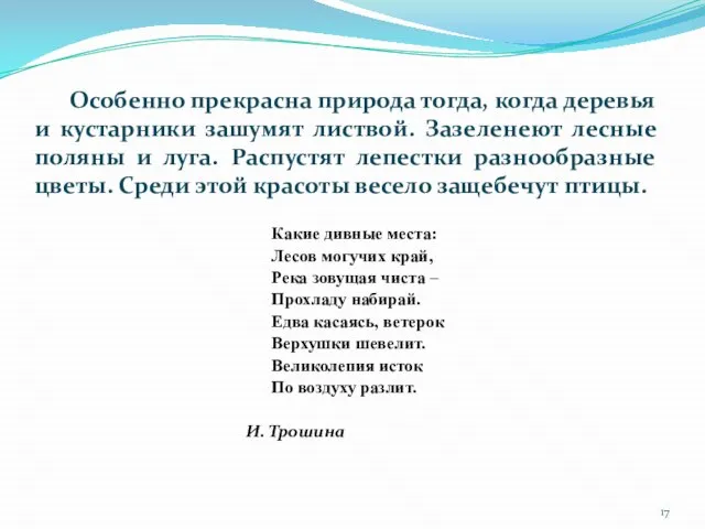 Особенно прекрасна природа тогда, когда деревья и кустарники зашумят листвой. Зазеленеют