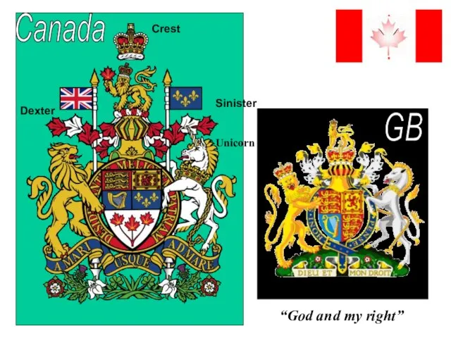 Dexter Crest sinister Sinister “God and my right” Unicorn Canada GB