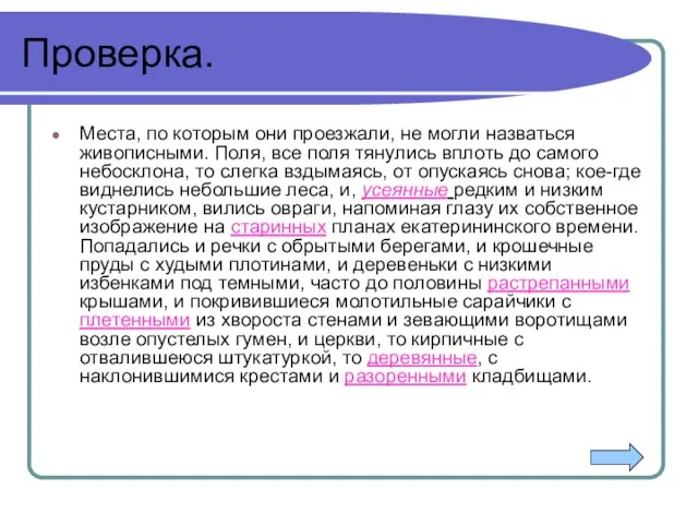 Проверка. Места, по которым они проезжали, не могли назваться живописными. Поля,