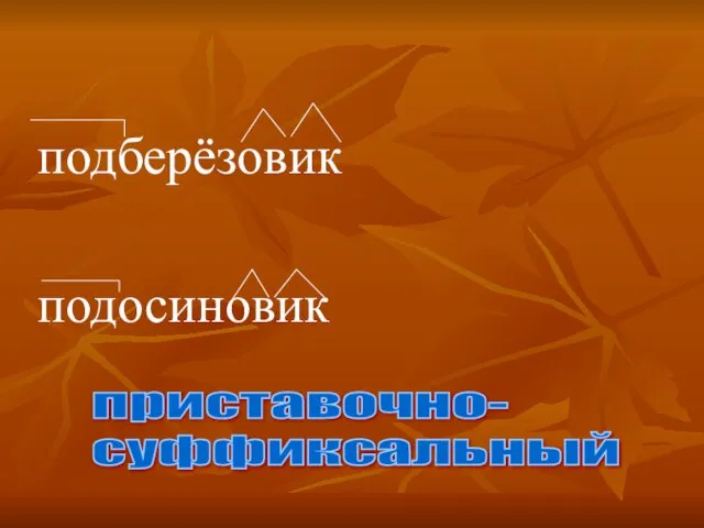 подберёзовик подосиновик приставочно- суффиксальный