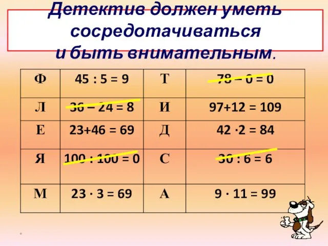 Детектив должен уметь сосредотачиваться и быть внимательным. *